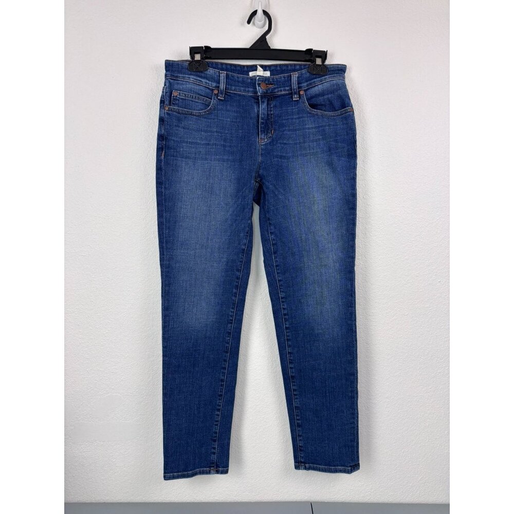 Eileen Fisher women's 4 medium wash denim straight leg mid rise jeans casual